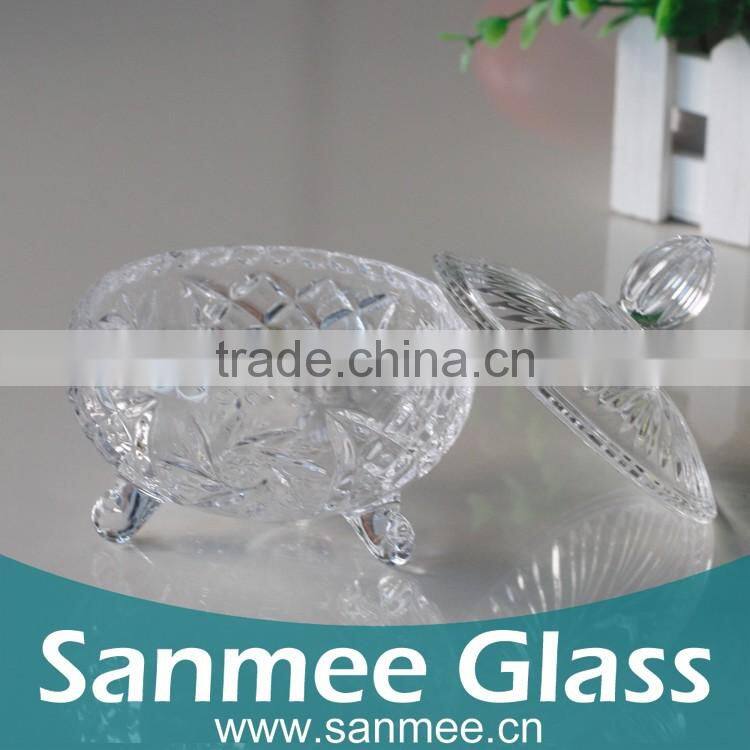 Crystal Fancy Design Glass Candy Box with lid