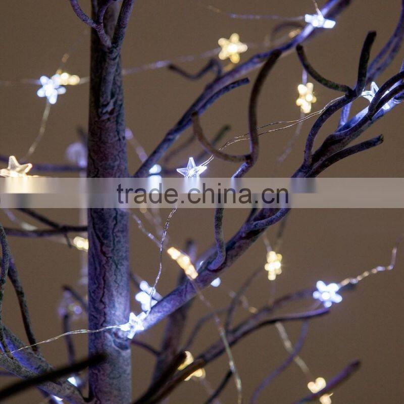 40 Micro Warm White Battery Operated LED Star Christmas Light
