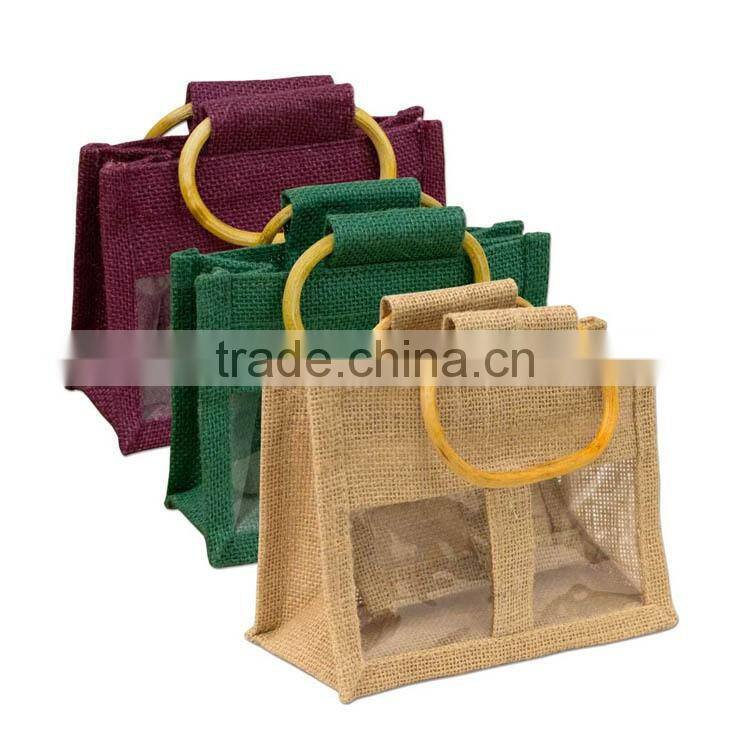 Natural wedding favor burlap Linen jute holiday wine gift bottle bags
