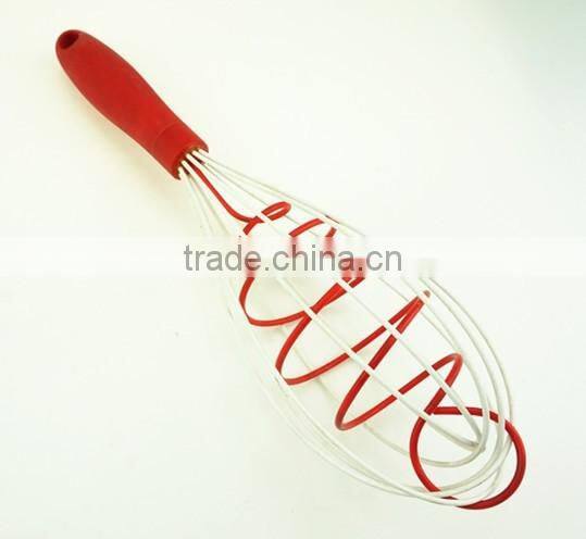 13007Silicone Double Helix Rapid Whisk with wooden handle
