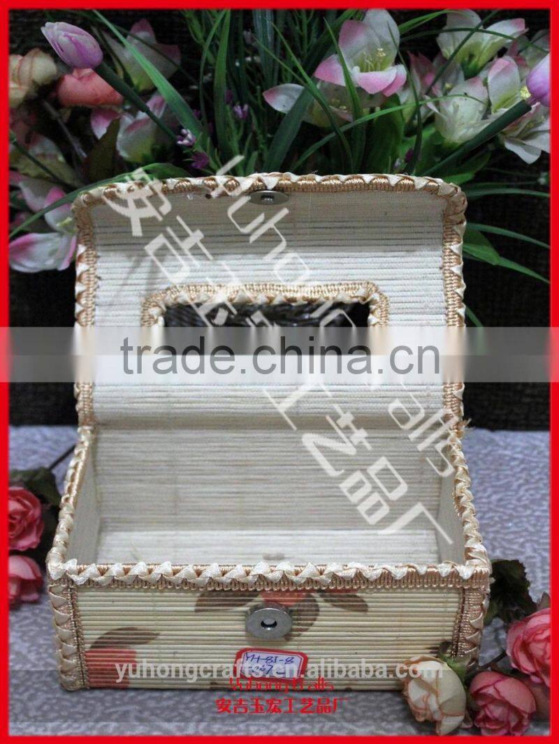 office handmade bamboo tissue box