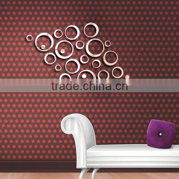 Fashion decorative wall mirror clock sticker , sitting room 3D mirror wall stickers