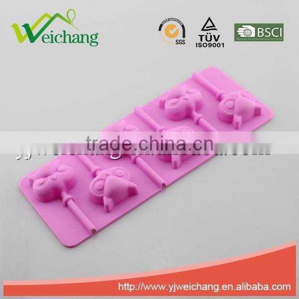 WCTS1040 Silicone Hard Candy Lollipop Molds with Sticks DIY 3d Chocolate Fondant Mould for Cake Decorations (owl)