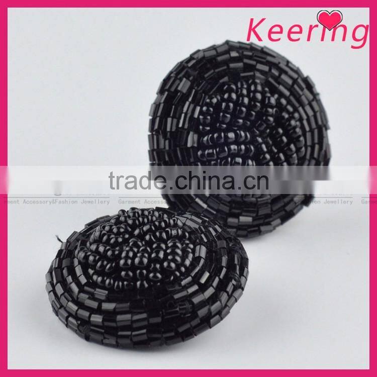 2016 new arrival black custom beaded decorative buttons for clothing WBKA-300