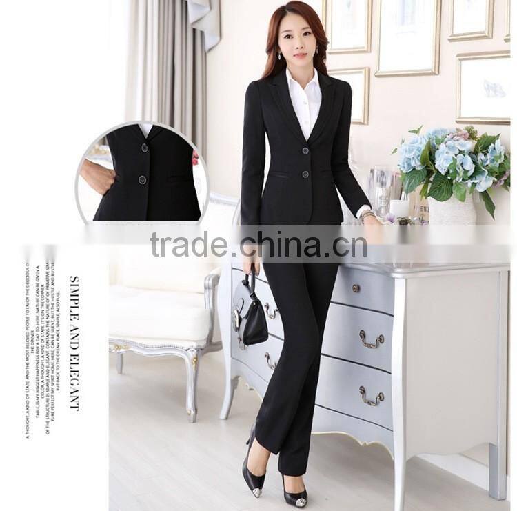 2016 ladies two pieces long sleeve blazer and skirt set women office business suit
