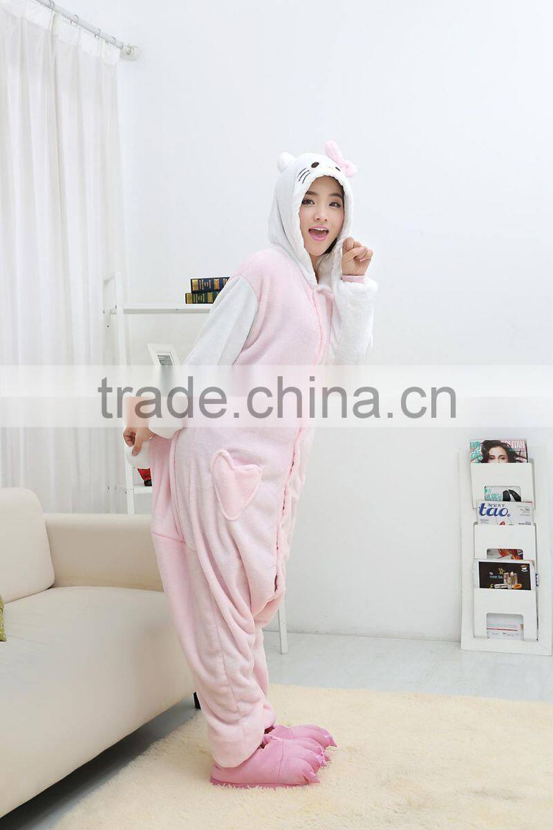 flannel cartoon adult animal jumpsuit animal pajamas jumpsuit kitty design