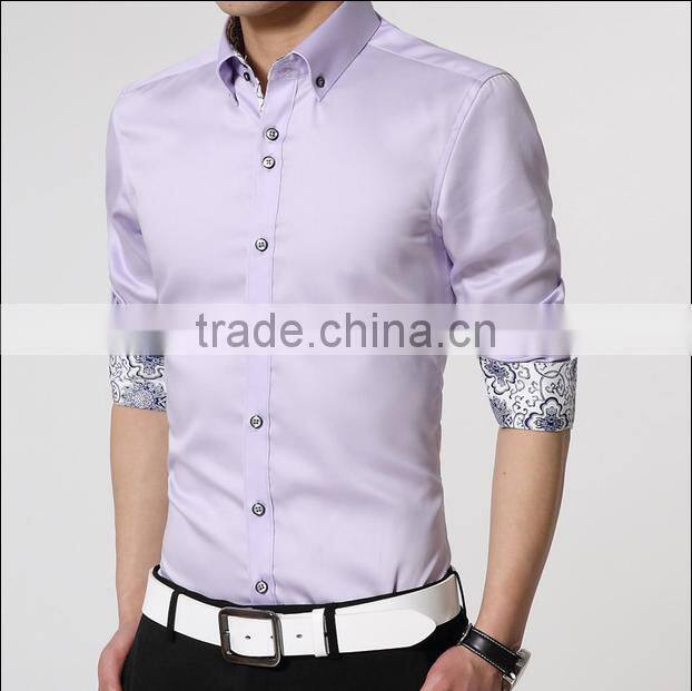 fashion cotton slim fit custom men shirt (201501)