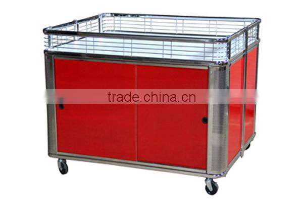 Red Wood folding trolley cart supermarket trolley promotion item