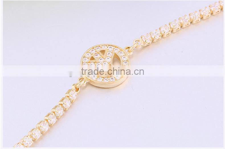 Eco-friendly copper 18K gold plating crystal bracelet for young lady