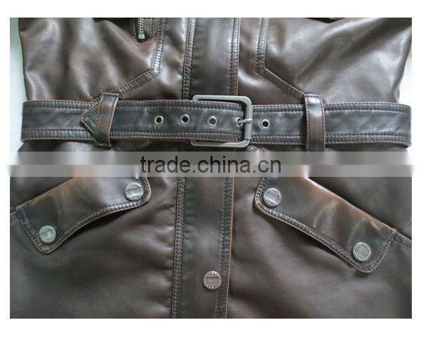 Artificial leather Jacket lady with belt