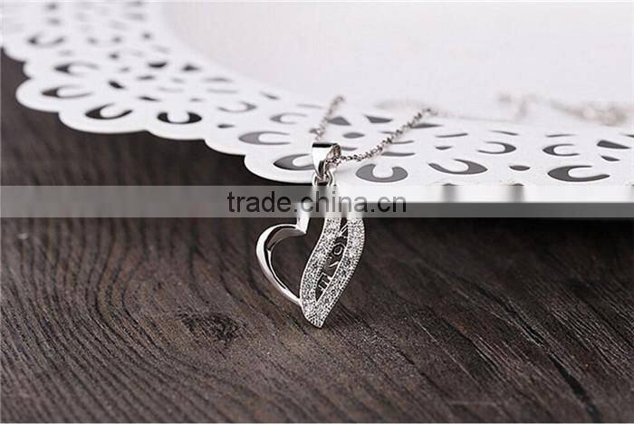 Fashion 925 Sterling Silver zircon Stone Diamond Heart Pendant