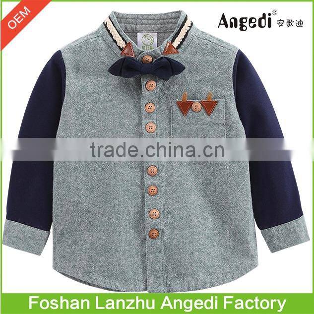 European kids shirts cotton baby boys bow tie shirts with babies fancy designing hot sale elegant children clothing