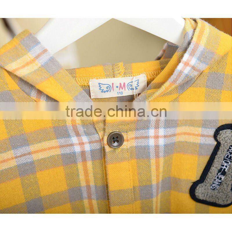 Hot Sale Little Girls And Boy Fashion Winter Yellow Check Pattern Coats