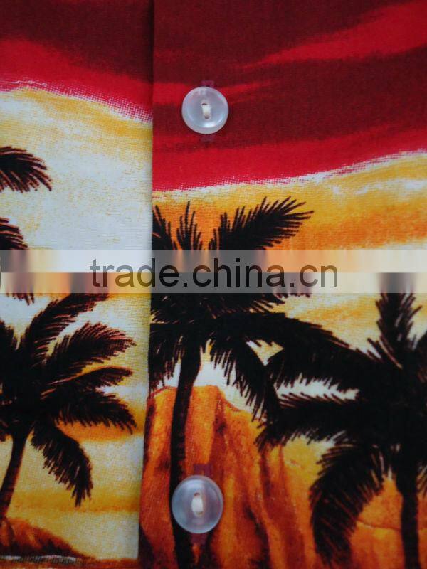 MENS RED/YELLOW 100% COTTON COCONUT TREE PRINTED HAWAIIAN SHIRT SUMMER SHORT SLEEVE SHIRT