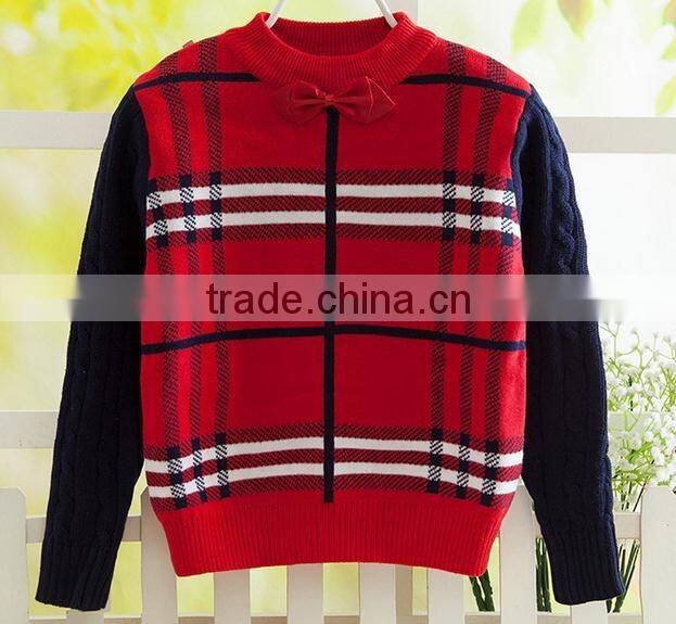 european western style cool tartan plaid woolen sweater for kids