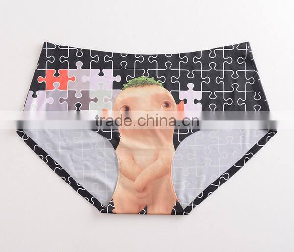 2017 Latest Personalized Your Own Brand Logo Design 95% Cotton 5% Spandex Private Label Band Cute Cartoon Lady Underwear Briefs