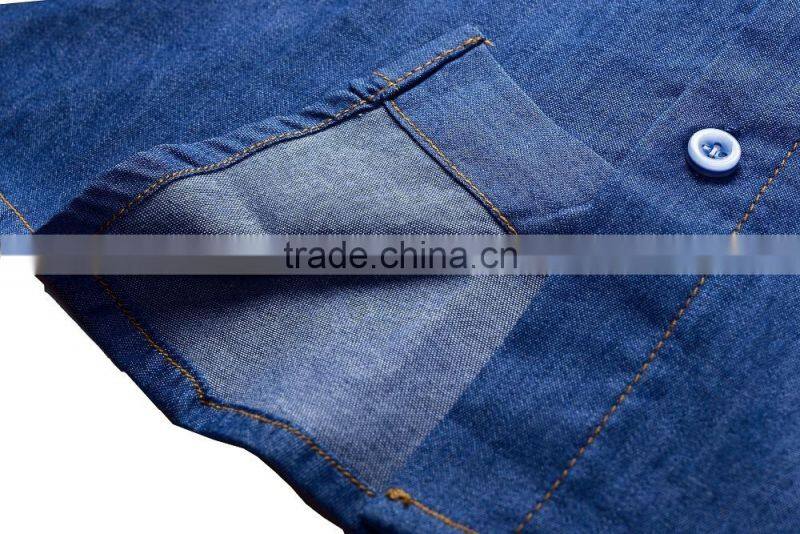 2016 Children wear spring quarter printed denim shirts