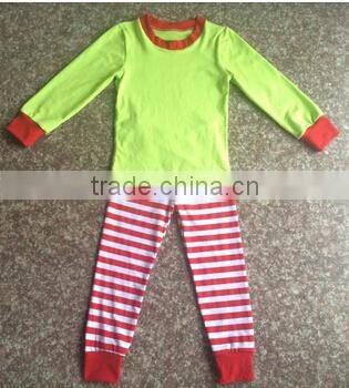2017 Hot sale casual style latest style Wholesale Sleep Clothes Knits Girls Kids striped Cotton childrens Pajamas sets