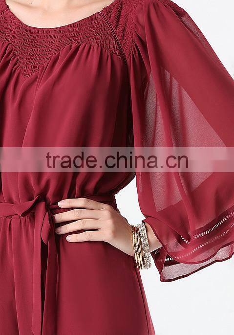 New arrival long sleeve unique shape jumpsuit wide leg women jumpsuit for adults