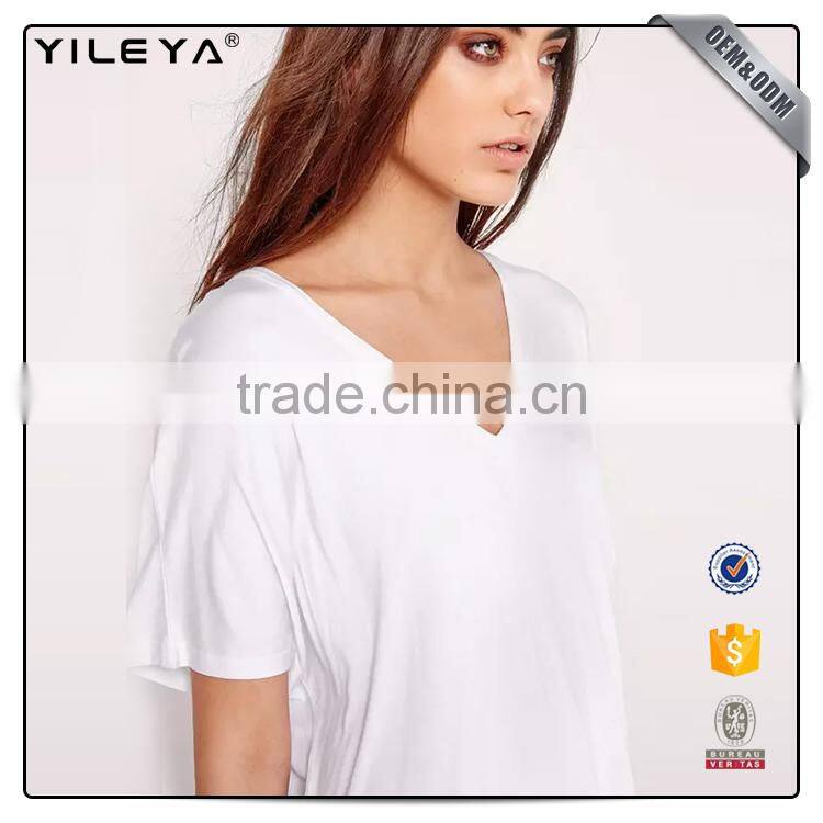 Summer long style girl tee short sleeve custon women cotton t shirt
