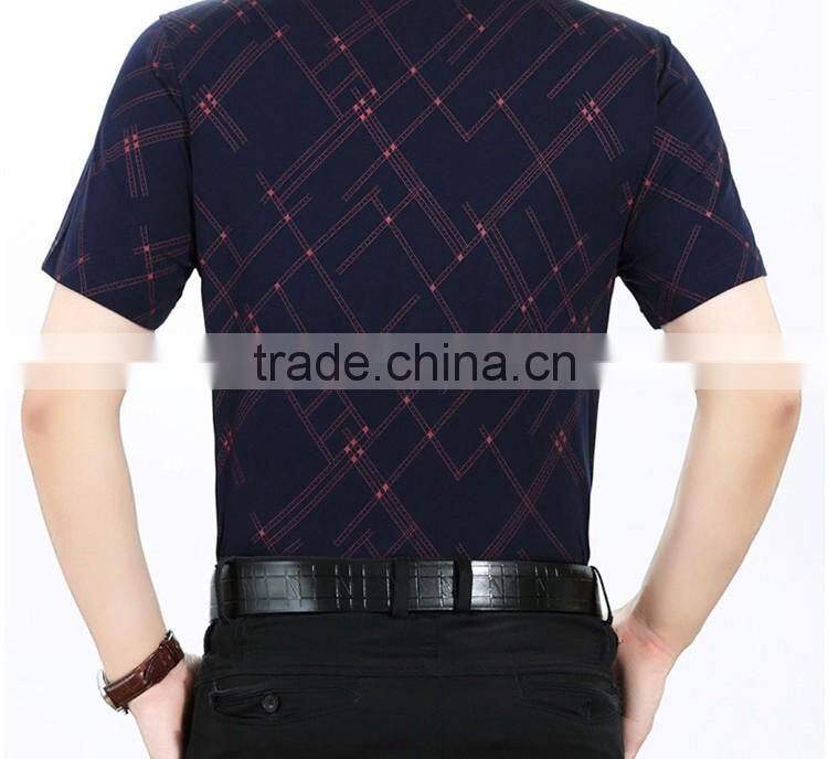 Business casual men mercerized cotton short sleeve shirt