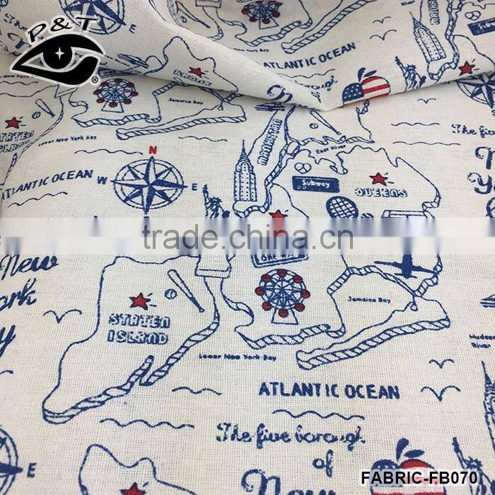 New Arrival American Map Patterns Linen Fabrics USA Cities Map Designs Cotton Fabrics