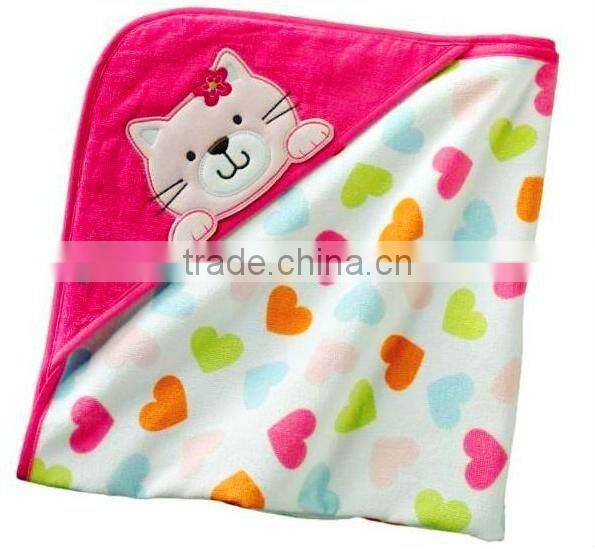 100%cotton children velour printed hooded towel
