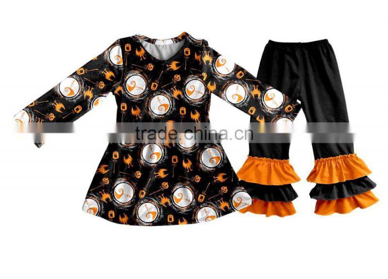 New design kids halloween clothing children boutique set halloween boutique winter outfits
