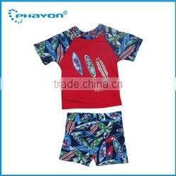 OEM & ODM printed surfing kids rash guard pattern with UPF50+