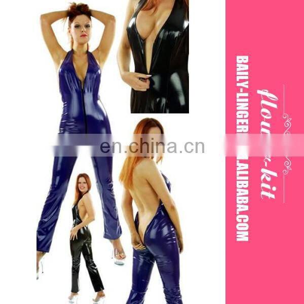Backless Front Back Zipper Leather Lingerie Women Sexy Jumpsuit Wholesale