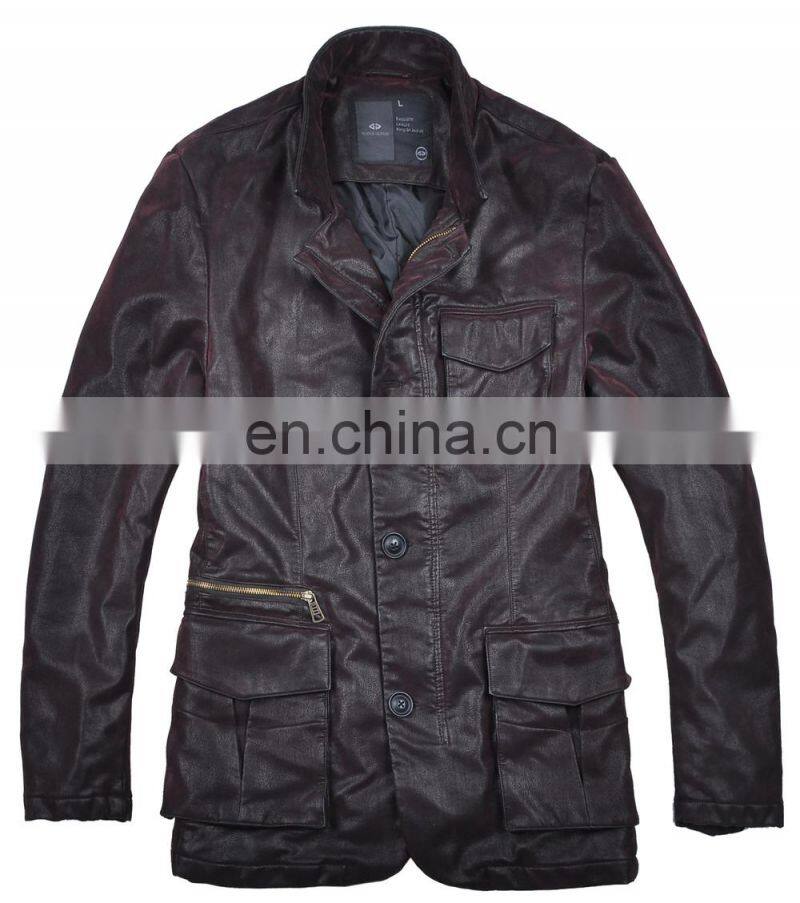 lastest fashion winter handsome parka mens quilted leather jacket