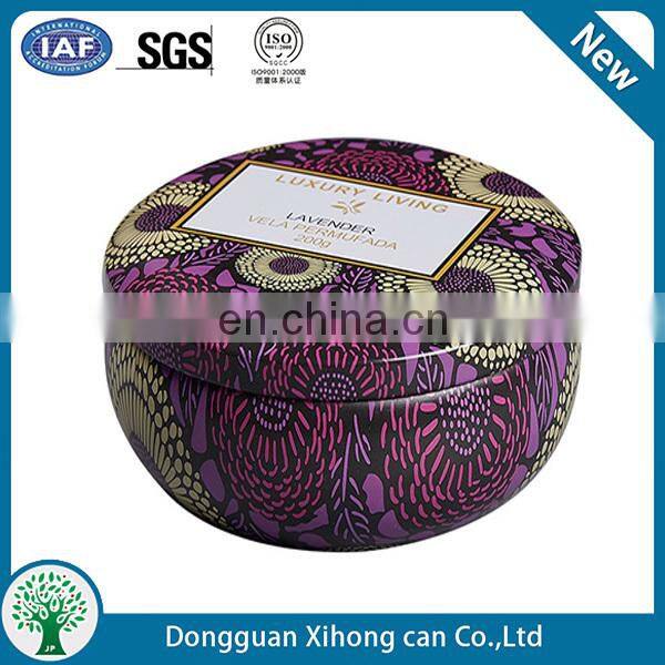 wholesale custom printed emboss small round new scented soy candle tin box