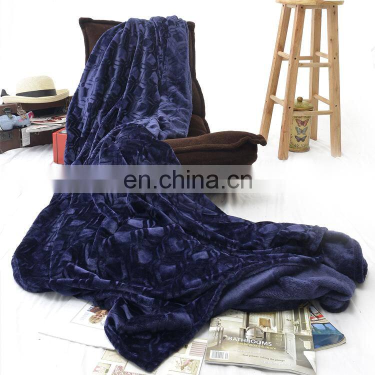 Custom Design Polyester Printed royal blue Flannel Fleece brushed Blanket for winter