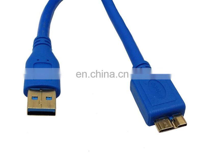 Superspeed USB 3.0 Type A Male to Micro B Male 24/28AWG Cable (10 Feet, Blue)