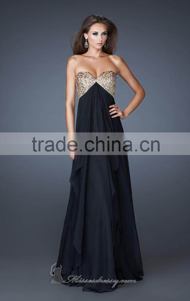 Elegant Sweetheart Neckline Full Length Evening Sequins Beaded Dresses