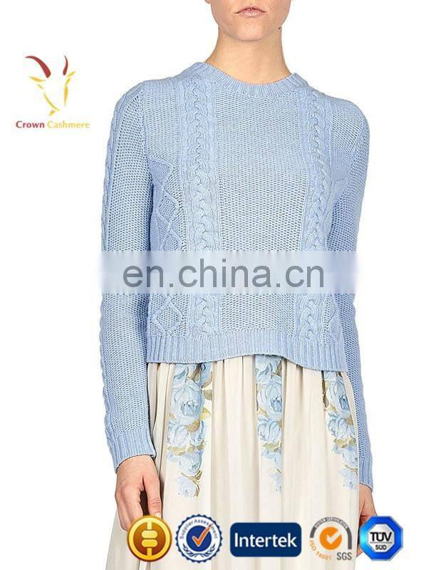 Women Knitted Cashmere Wool Cable Pullover Sweater