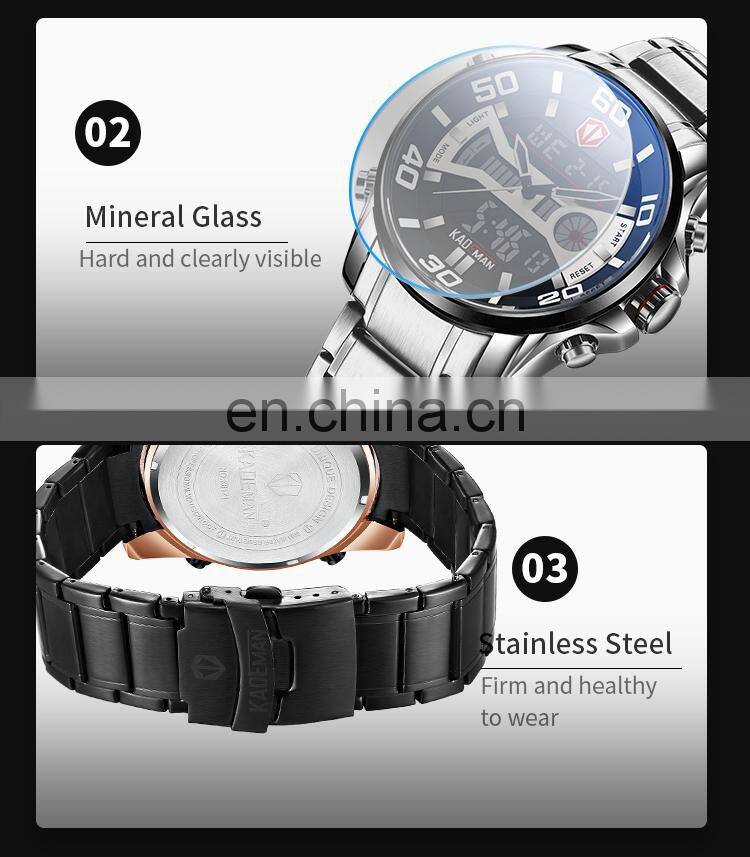 KADEMAN K6171 chinese men watches double display led alarm luminous chrono water resistant sports digital military watches