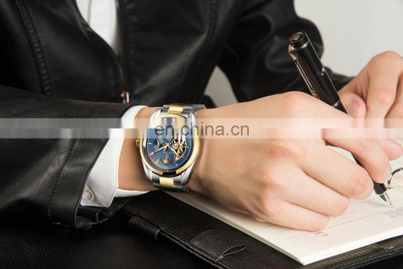 TEVISE 795A Automatic Mechanical Chronograph Men Watch Tourbillon Self-Wind Stainless Steel Luxury Gold Wristwatch