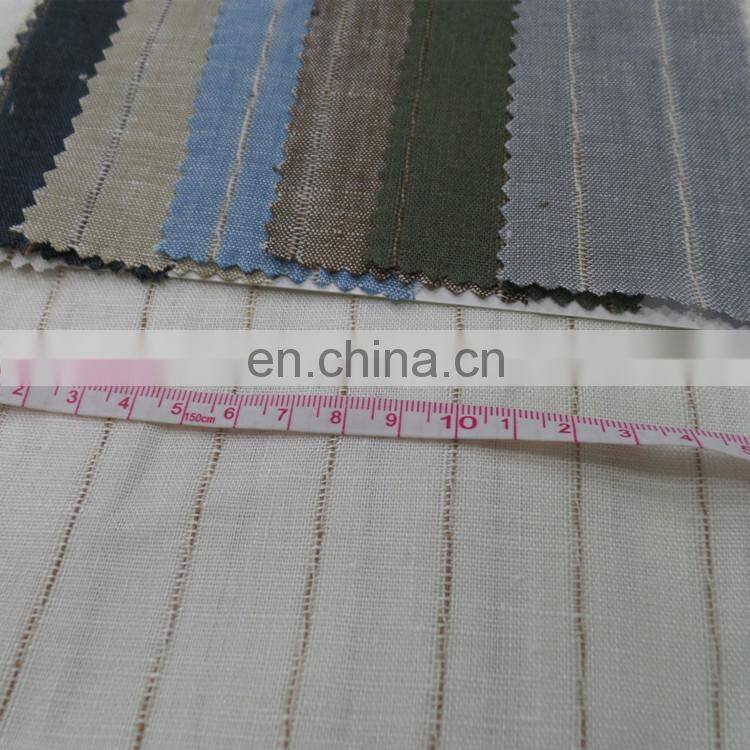 men's and women's suits ramie cotton shirt trouser suits fabric Pure linen yarn-dyed fabric