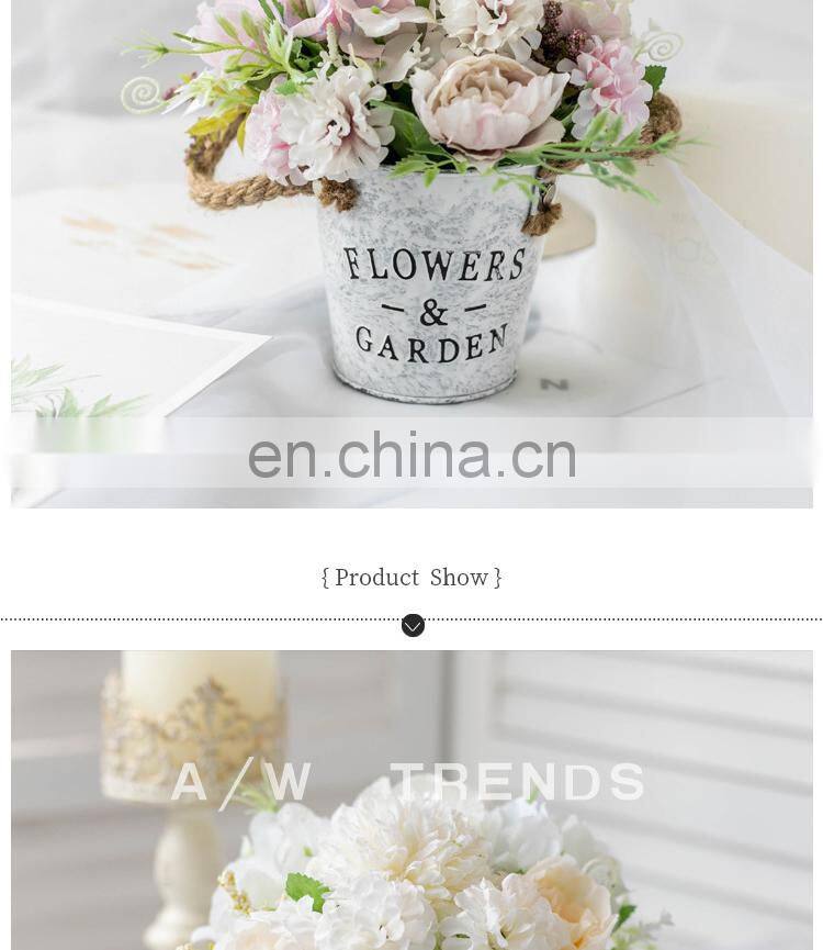 Wedding Decoration Faux Plant 1 Set Flower And Vase Artificial Flowers With Iron Bucket Farmhouse Style Table Accessories