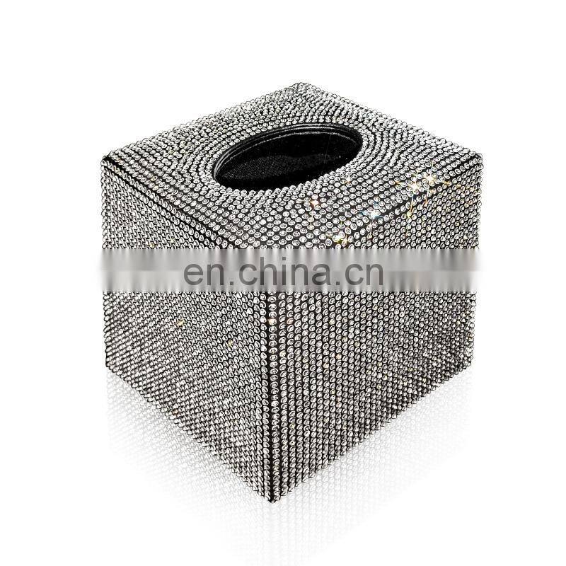 Creative Car Tissue Box Diamond Crystal Auto Tissue Holder Luxury Car Accessories Multifunction Bling Tissue Cover