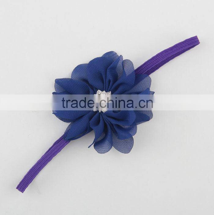 2015 new born baby chiffon elastic hairband headband flower accessories for babies MY-AD00017