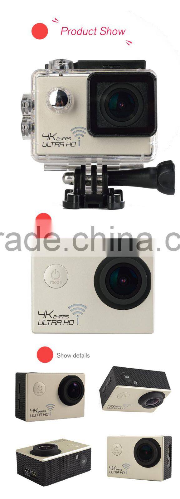 2015 New Arrival Top Quality Wifi Action Camera Full HD 1080p 60fps Waterproof Sports Camera