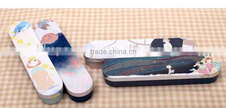oval shape pencil box/tin pencil cased/ stationery storage tin box