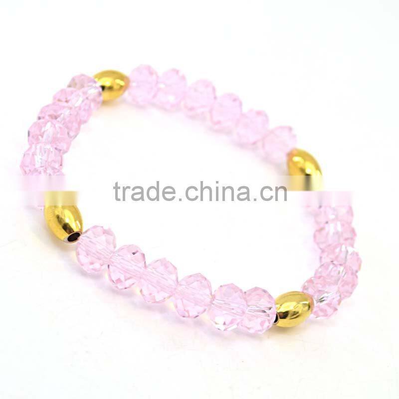 Stainless steel jewelry fashion yellow pink crystal bead bracelet