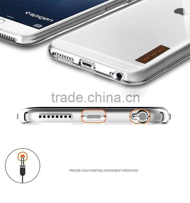 Clear slim transparent acrylic plastic back cover flexible TPU silicone frame bumper hybrid case for iPhone 6