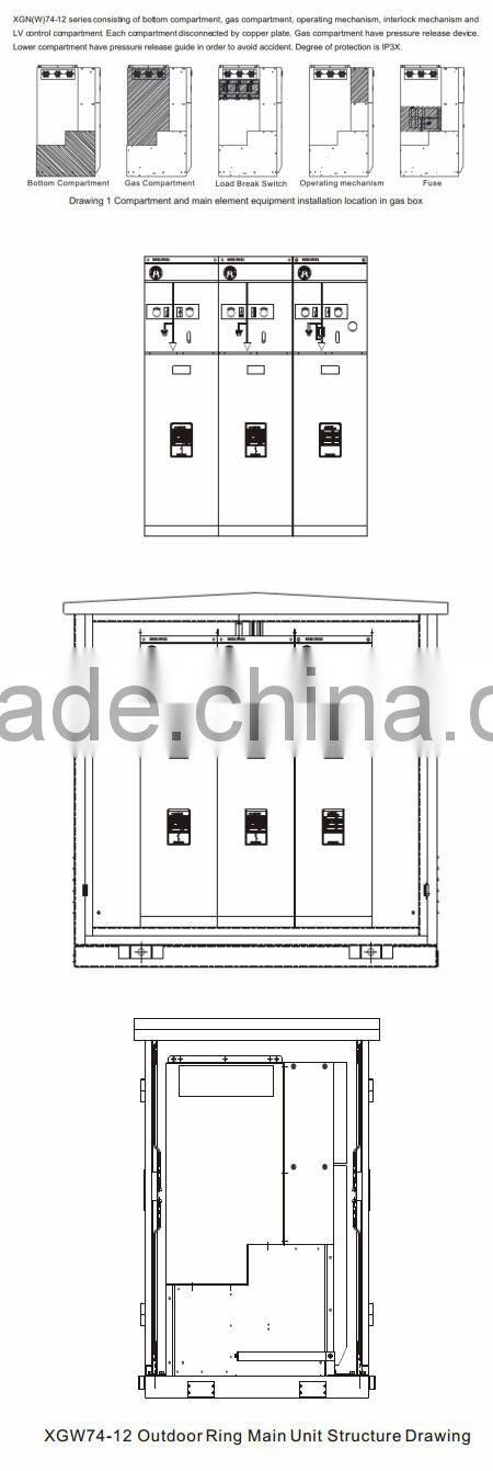 XGN74-12 Box-type fixed AC Metal-clad Switchgear (SF6 Inflatable Ring Main Unit )