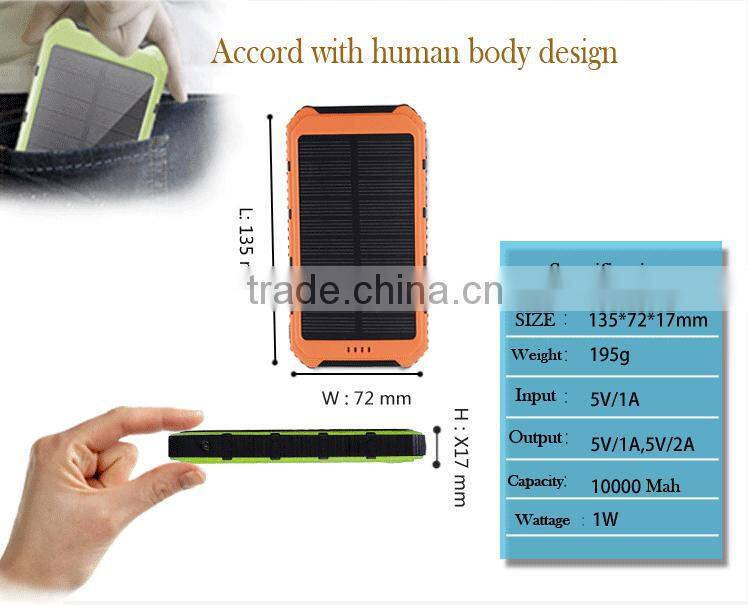 Popular hardstyle 10000mah mobile solar charger