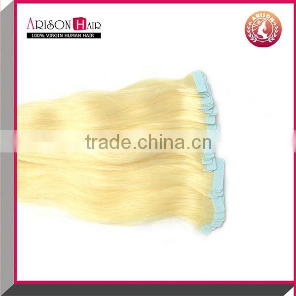cheap tape hair extension seamless pu skin weft blonde virgin hair extension