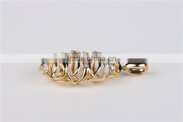 2015 new design fashion jewelry 18K rose gold diamond leaf pendants micro set